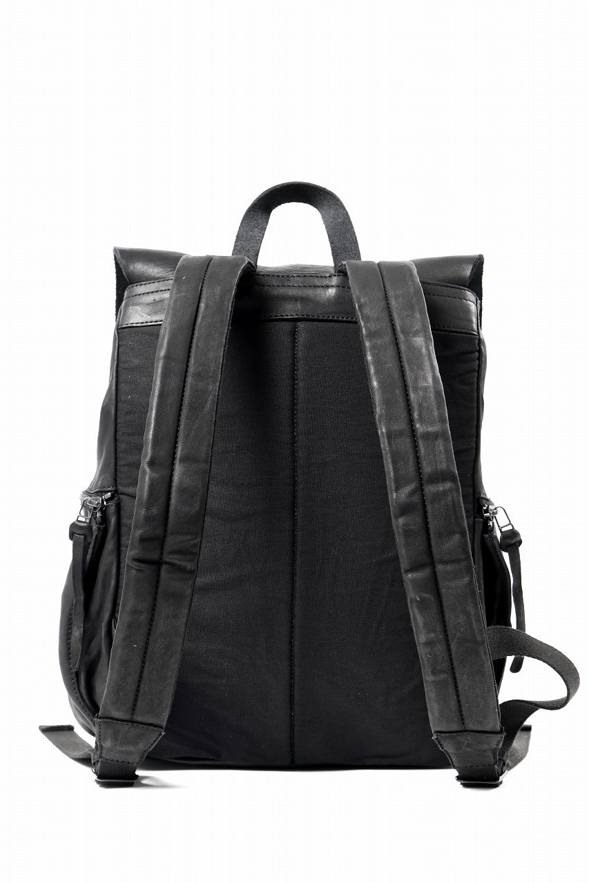 ISAMU KATAYAMA BACKLASH MILITARY FLAP DAYPACK / JAPAN DOUBLE SHOULDER OBJECT DYED (BLACK)