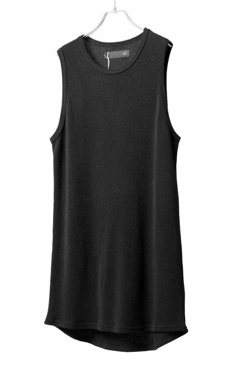 A.F ARTEFACT LONG LENGTH SLEEVELESS TOP / RIB KNIT JERSEY (BLACK)