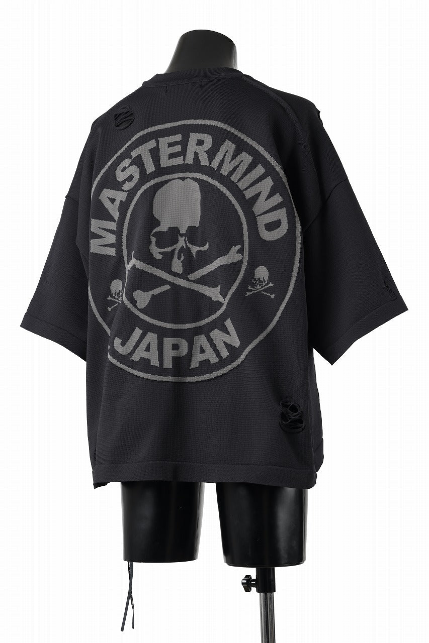 mastermind JAPAN INTARSIA SS KNIT SWEATER / OVERSIZED (BLACK)