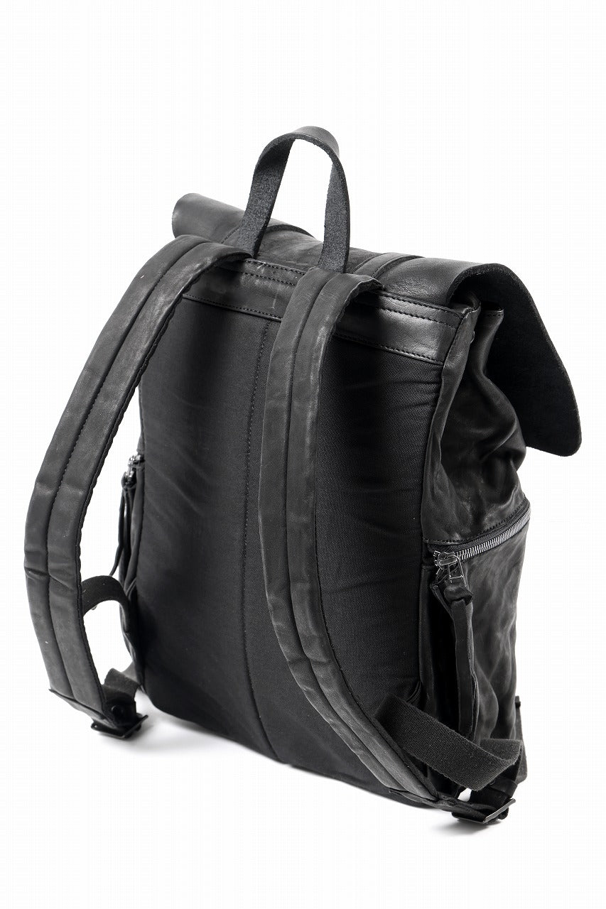 ISAMU KATAYAMA BACKLASH MILITARY FLAP DAYPACK / JAPAN DOUBLE SHOULDER OBJECT DYED (BLACK)