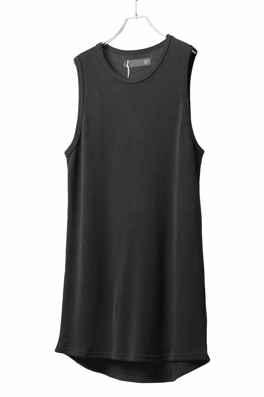 A.F ARTEFACT LONG LENGTH SLEEVELESS TOP / RIB KNIT JERSEY (BLACK)