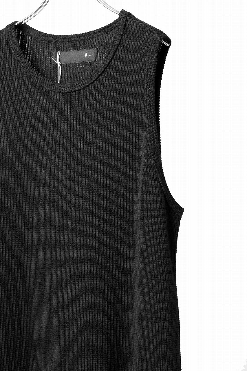 A.F ARTEFACT LONG LENGTH SLEEVELESS TOP / RIB KNIT JERSEY (BLACK)