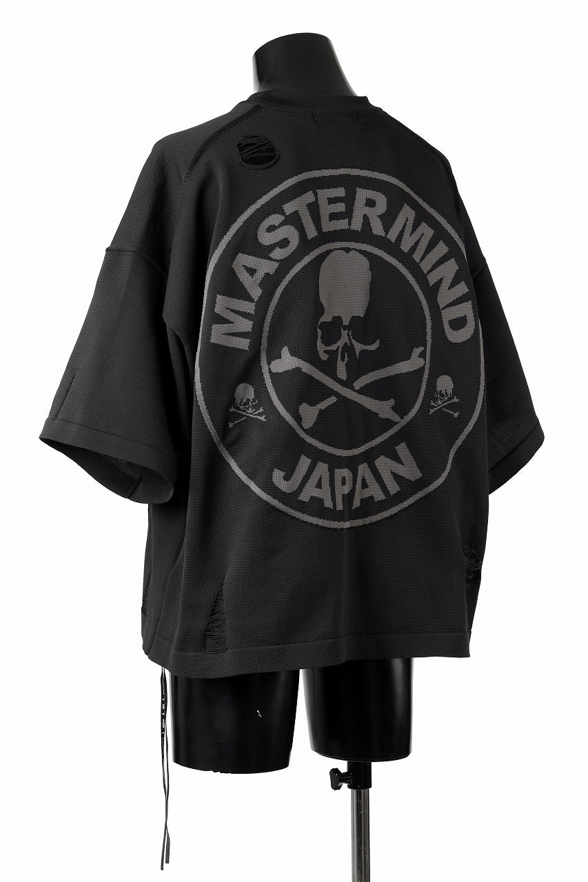 mastermind JAPAN INTARSIA SS KNIT SWEATER / OVERSIZED (BLACK)