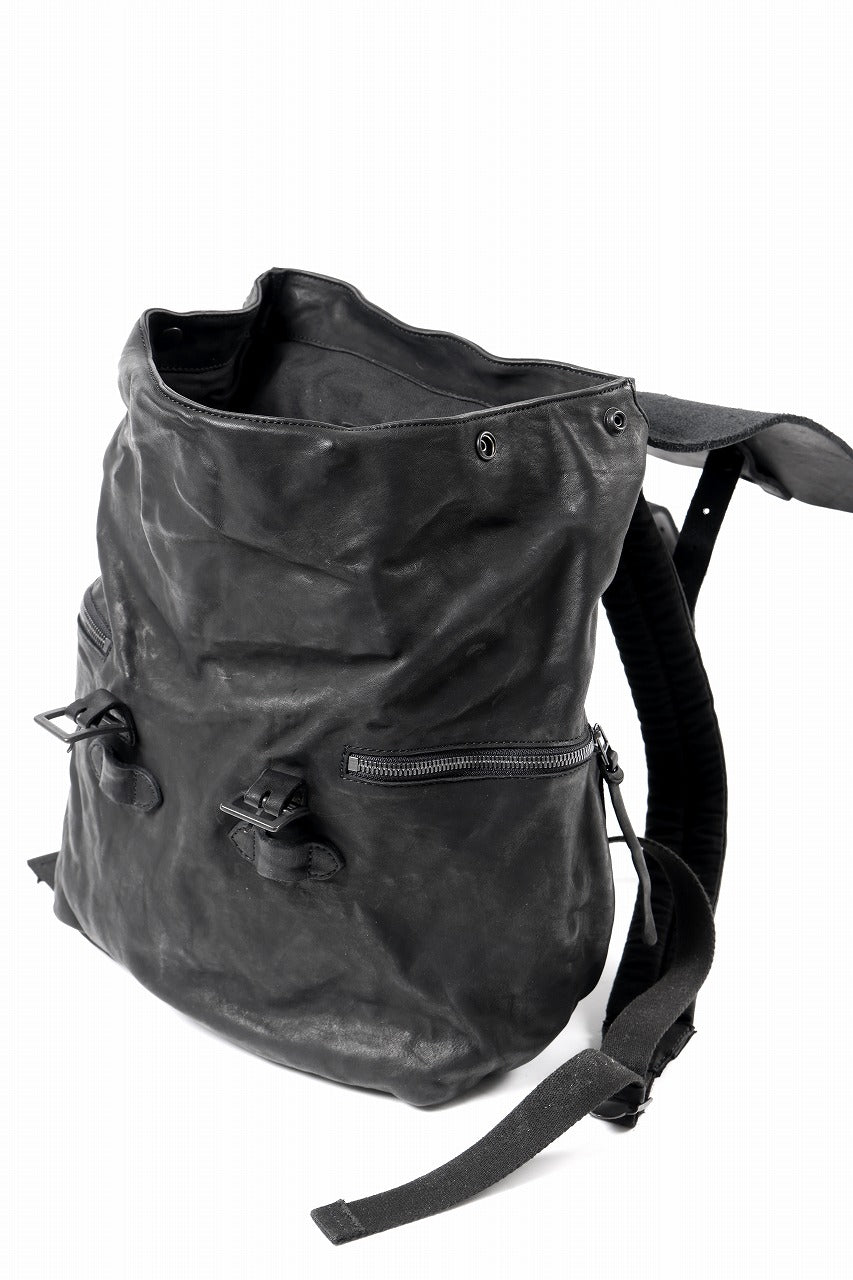 ISAMU KATAYAMA BACKLASH MILITARY FLAP DAYPACK / JAPAN DOUBLE SHOULDER OBJECT DYED (BLACK)