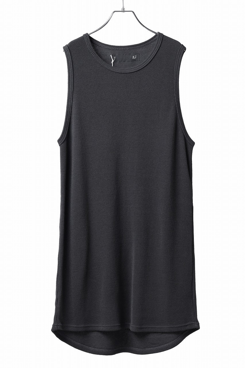 A.F ARTEFACT LONG LENGTH SLEEVELESS TOP / RIB KNIT JERSEY (D.GREY)