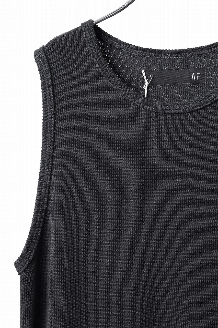 A.F ARTEFACT LONG LENGTH SLEEVELESS TOP / RIB KNIT JERSEY (D.GREY)