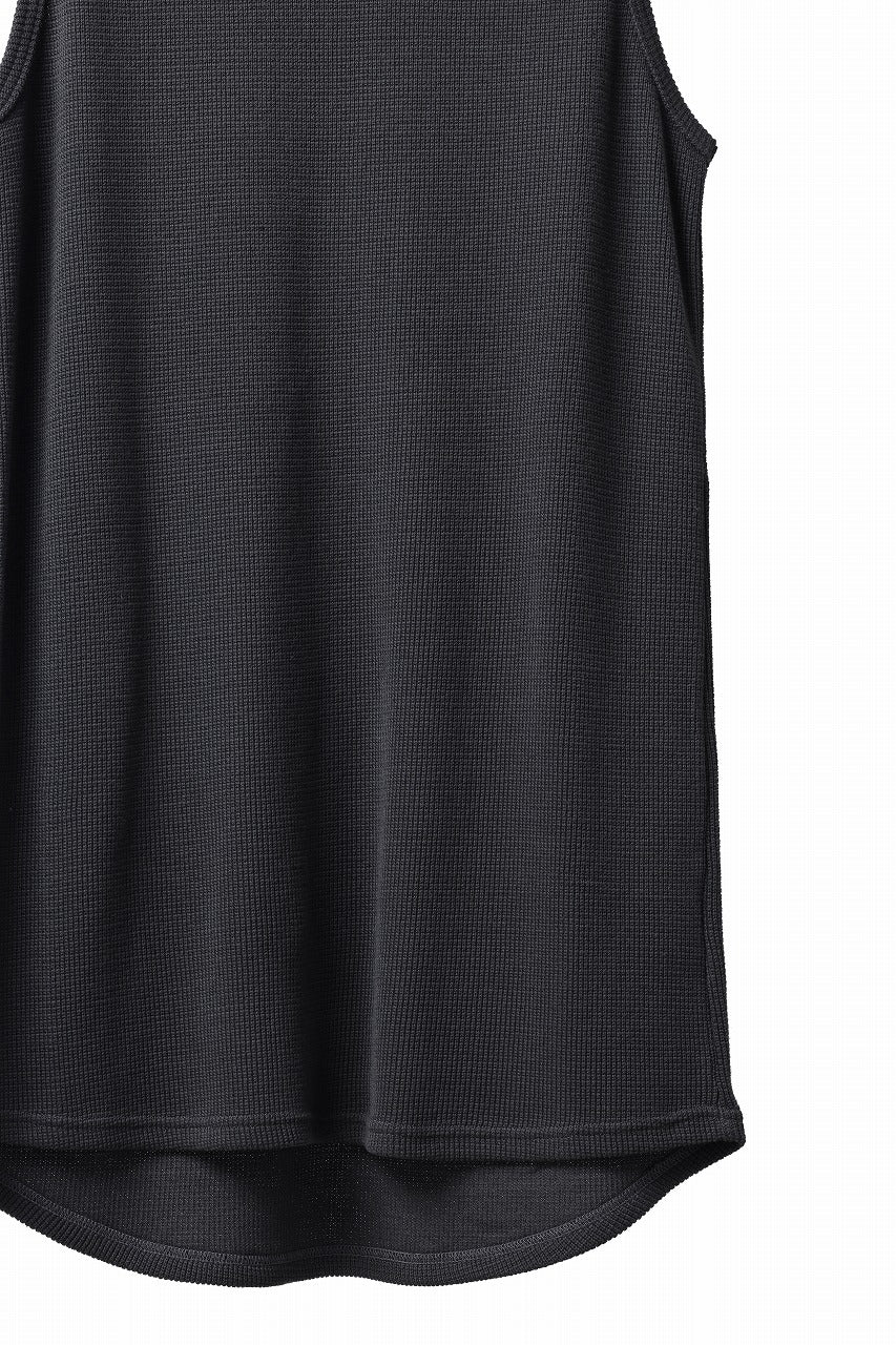 A.F ARTEFACT LONG LENGTH SLEEVELESS TOP / RIB KNIT JERSEY (D.GREY)