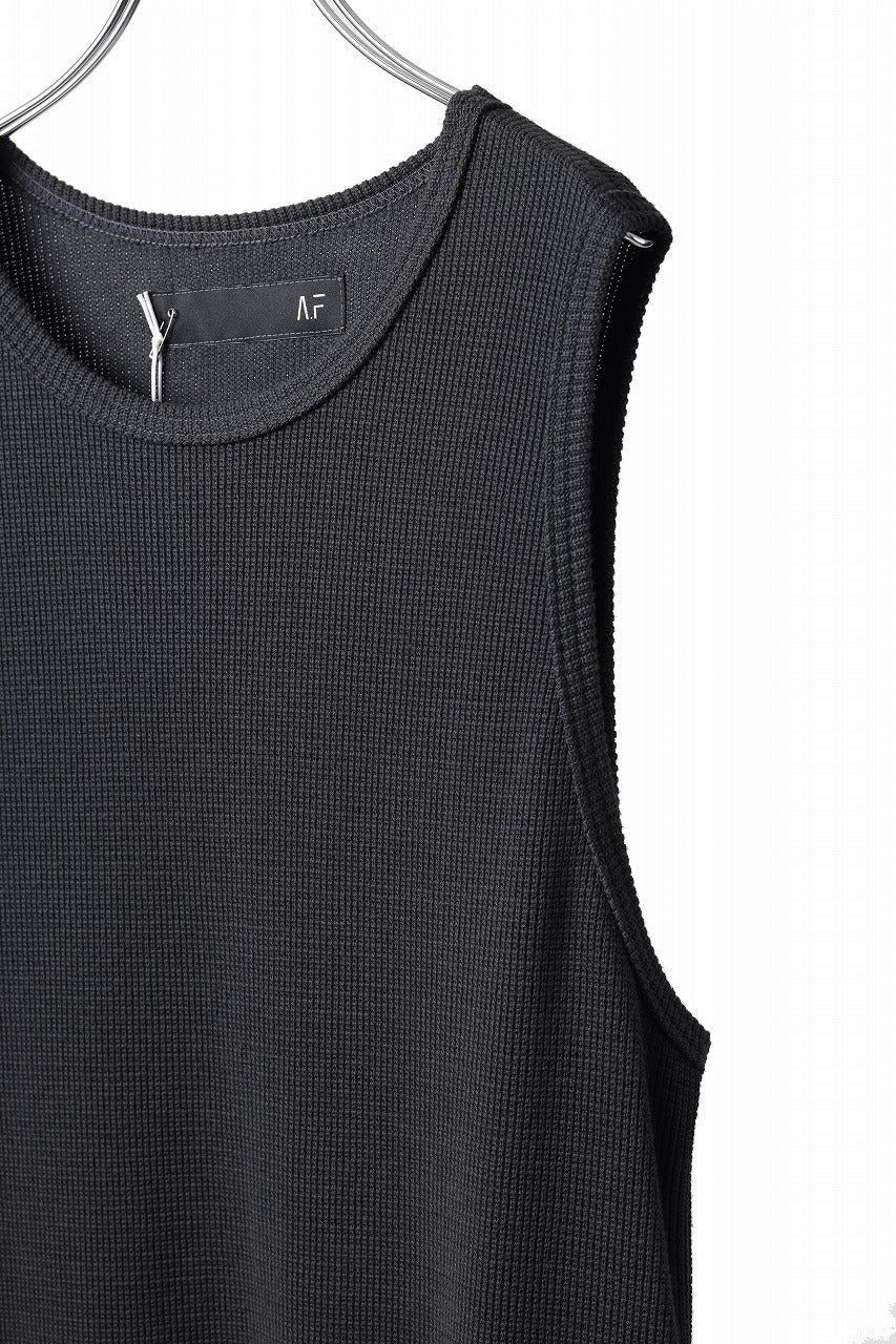 A.F ARTEFACT LONG LENGTH SLEEVELESS TOP / RIB KNIT JERSEY (D.GREY)