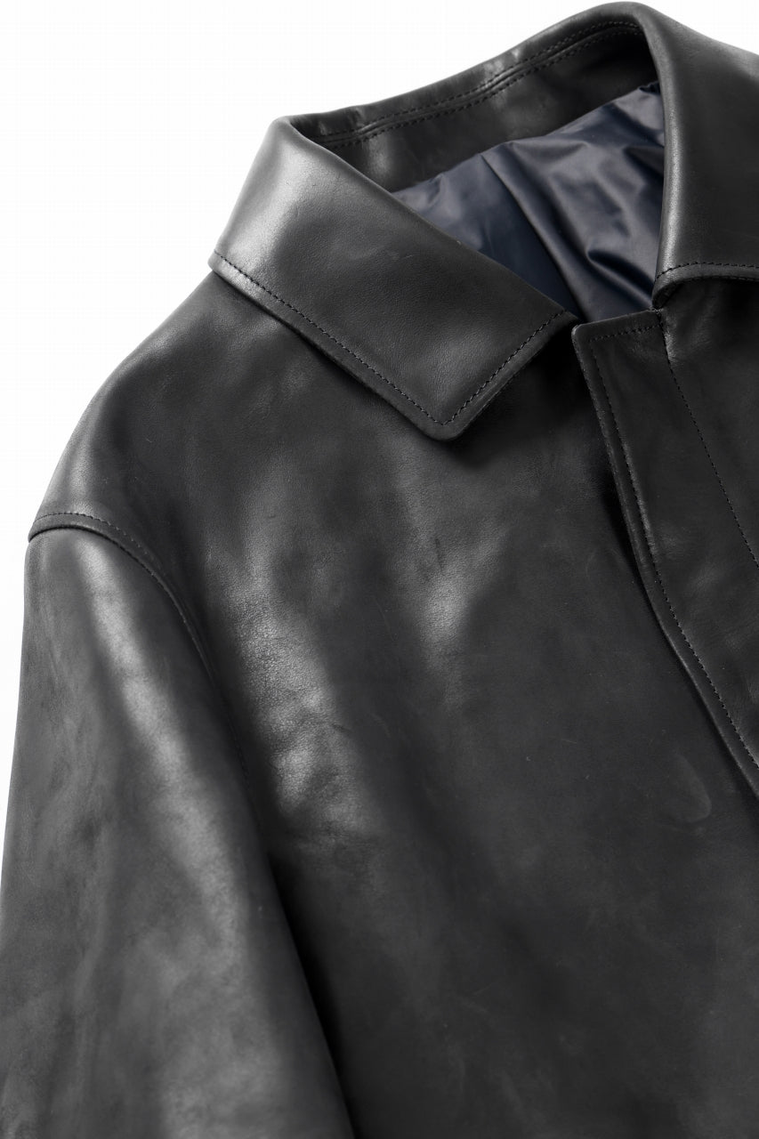 ierib EX-Collared Zip Jacket / Horse Nubuck Leather (BLACK)