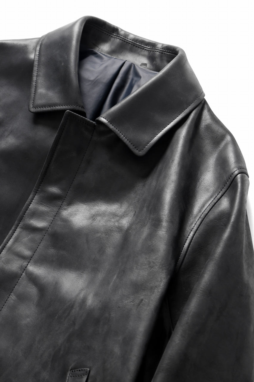 ierib EX-Collared Zip Jacket / Horse Nubuck Leather (BLACK)