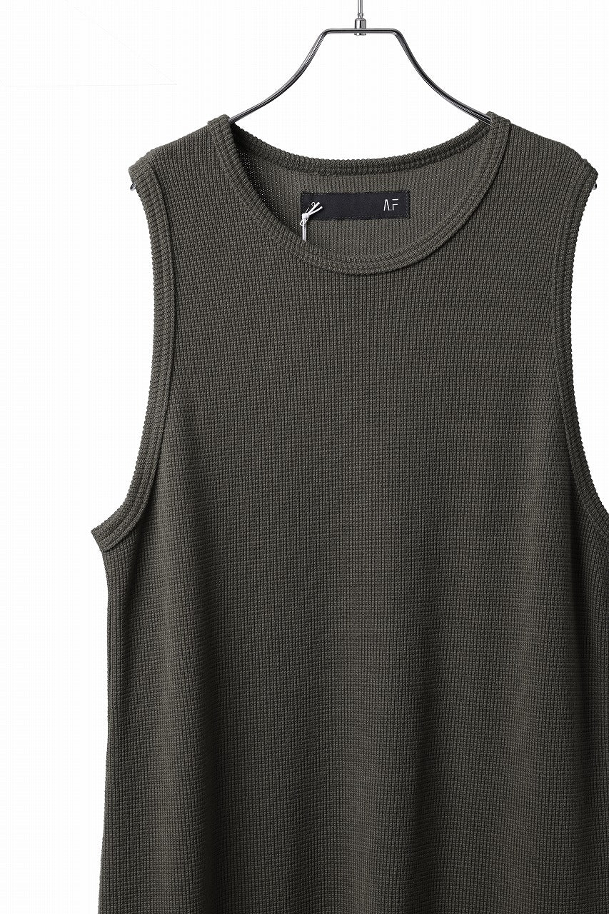 Load image into Gallery viewer, A.F ARTEFACT LONG LENGTH TANK TOP / RIB KNIT JERSEY (OLIVE)