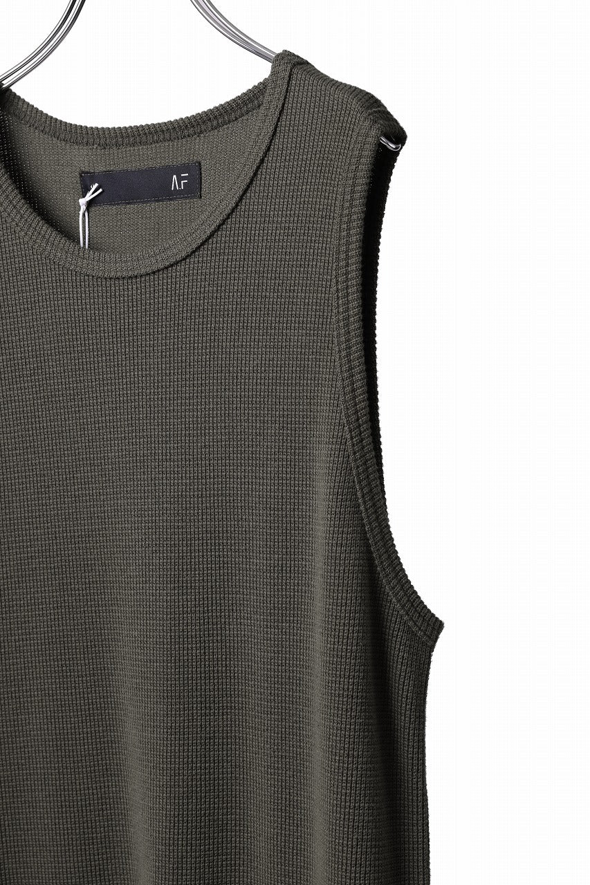 A.F ARTEFACT LONG LENGTH TANK TOP / RIB KNIT JERSEY (OLIVE)