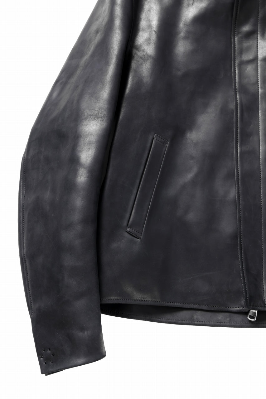 ierib EX-Collared Zip Jacket / Horse Nubuck Leather (BLACK)