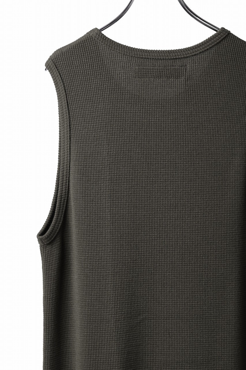 A.F ARTEFACT LONG LENGTH SLEEVELESS TOP / RIB KNIT JERSEY (OLIVE)