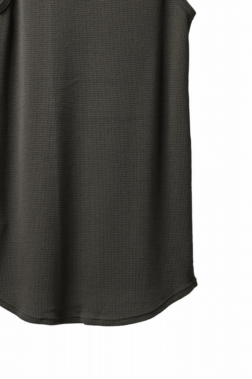 A.F ARTEFACT LONG LENGTH SLEEVELESS TOP / RIB KNIT JERSEY (OLIVE)