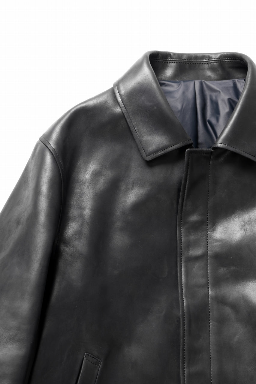 ierib EX-Collared Zip Jacket / Horse Nubuck Leather (BLACK)