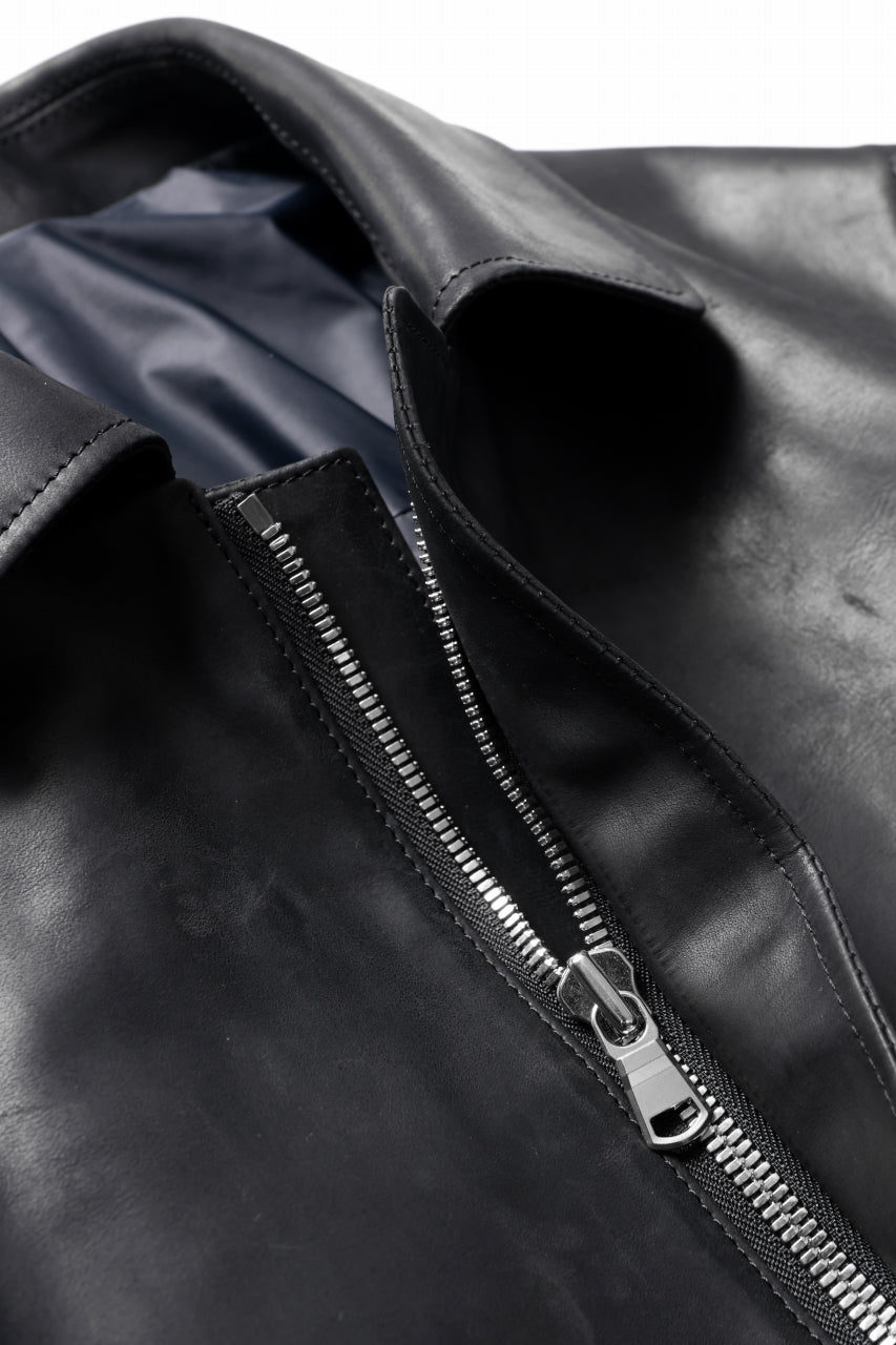 ierib EX-Collared Zip Jacket / Horse Nubuck Leather (BLACK)