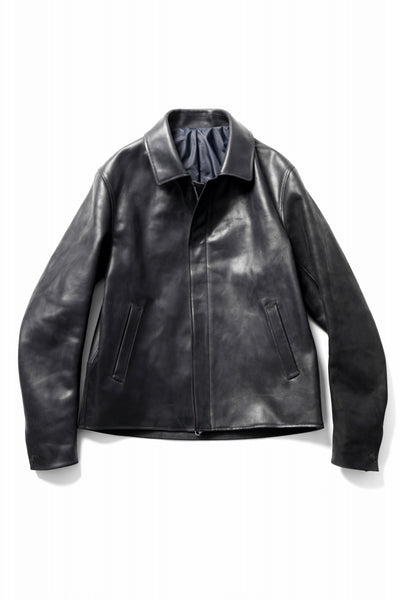 ierib EX-Collared Zip Jacket / Horse Nubuck Leather (BLACK)