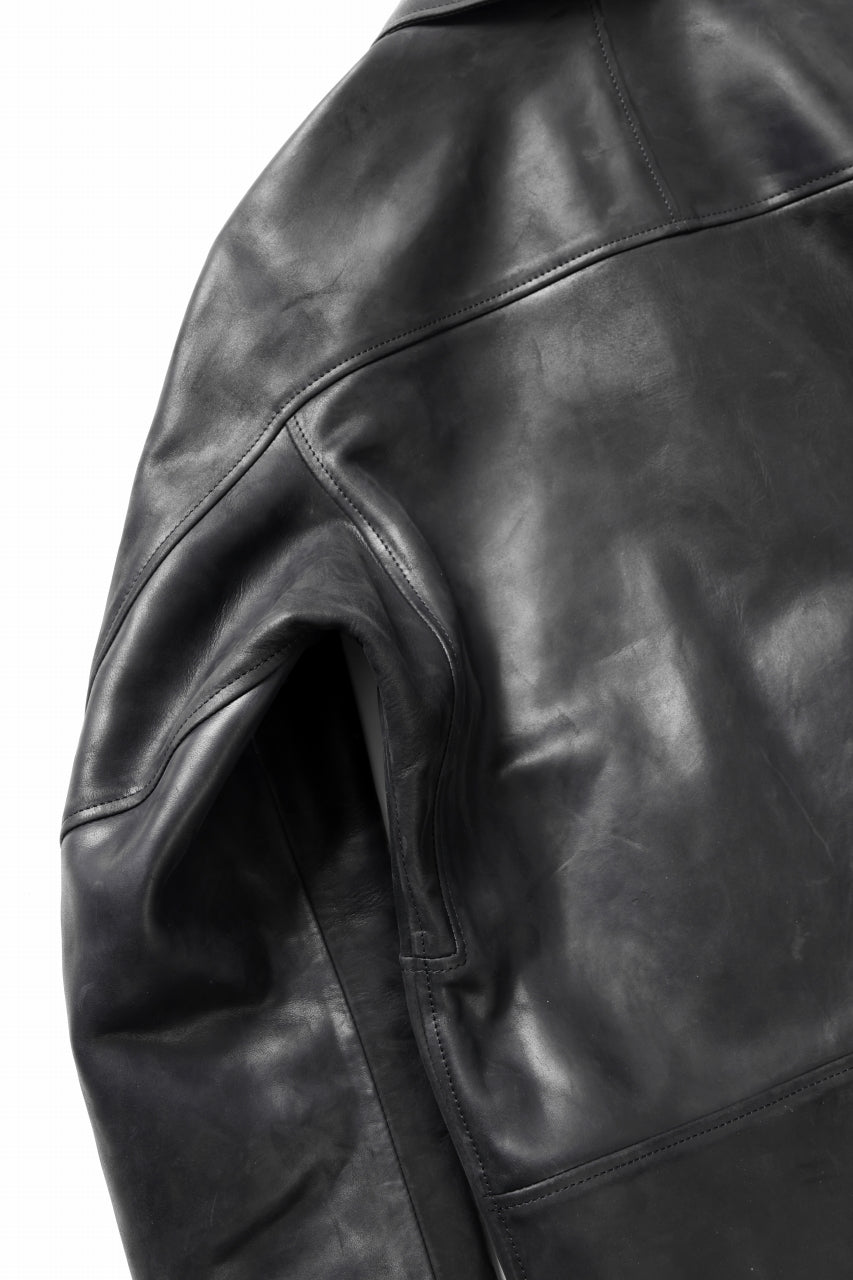 ierib EX-Collared Zip Jacket / Horse Nubuck Leather (BLACK)