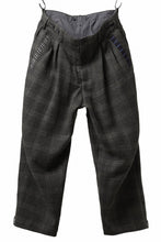 画像をギャラリービューアに読み込む, Y&#39;s for men CHECK WIDE PANTS with HEM TUB / JP INK DYED LINEN / WOOL (BROWN)