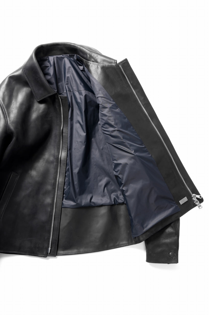 ierib EX-Collared Zip Jacket / Horse Nubuck Leather (BLACK)