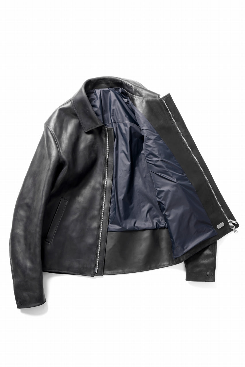 ierib EX-Collared Zip Jacket / Horse Nubuck Leather (BLACK)