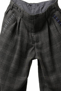 Load image into Gallery viewer, Y&#39;s for men CHECK WIDE PANTS with HEM TUB / JP INK DYED LINEN / WOOL (BROWN)