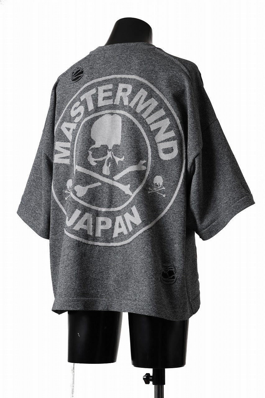 mastermind JAPAN INTARSIA SS KNIT SWEATER / OVERSIZED (TOP GRAY)