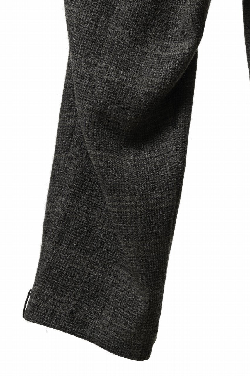 Load image into Gallery viewer, Y&#39;s for men CHECK WIDE PANTS with HEM TUB / JP INK DYED LINEN / WOOL (BROWN)