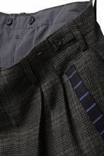 画像をギャラリービューアに読み込む, Y&#39;s for men CHECK WIDE PANTS with HEM TUB / JP INK DYED LINEN / WOOL (BROWN)