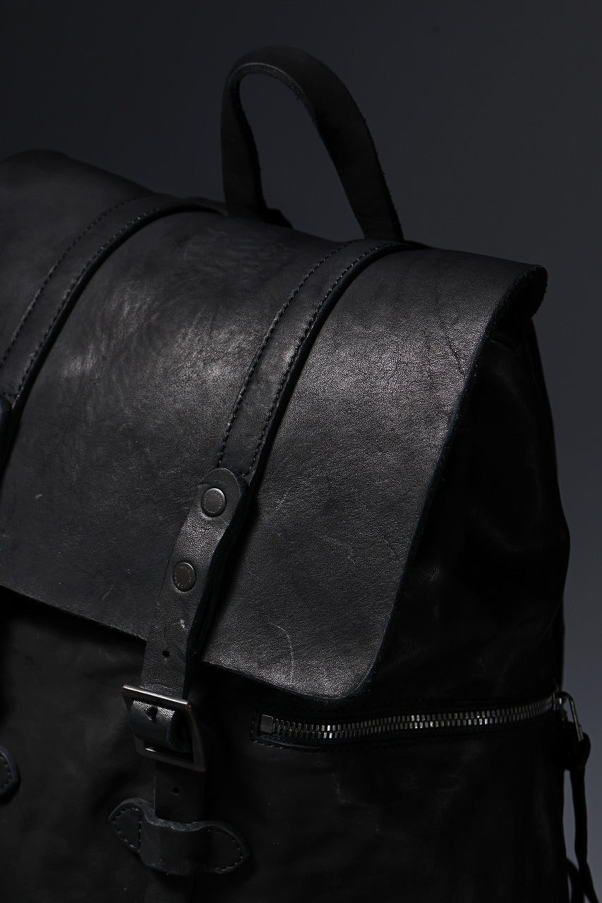 Load image into Gallery viewer, ISAMU KATAYAMA BACKLASH MILITARY FLAP DAYPACK / JAPAN DOUBLE SHOULDER OBJECT DYED (BLACK)