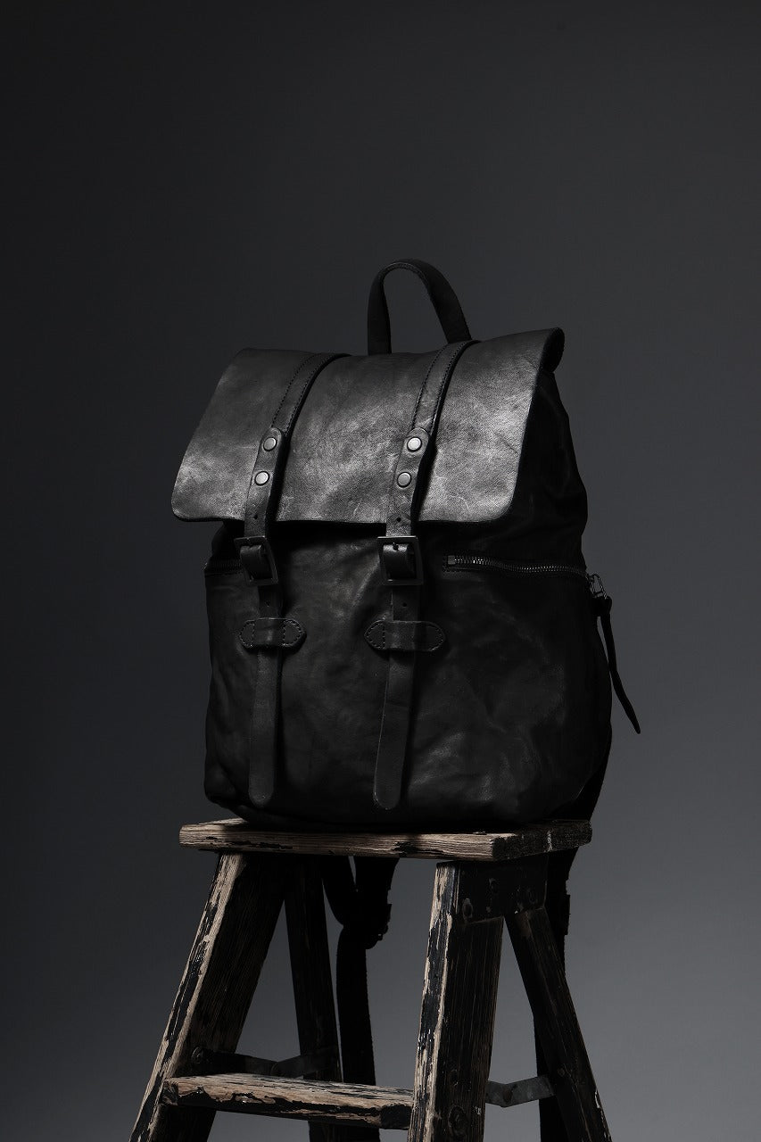 ISAMU KATAYAMA BACKLASH MILITARY FLAP DAYPACK / JAPAN DOUBLE SHOULDER OBJECT DYED (BLACK)