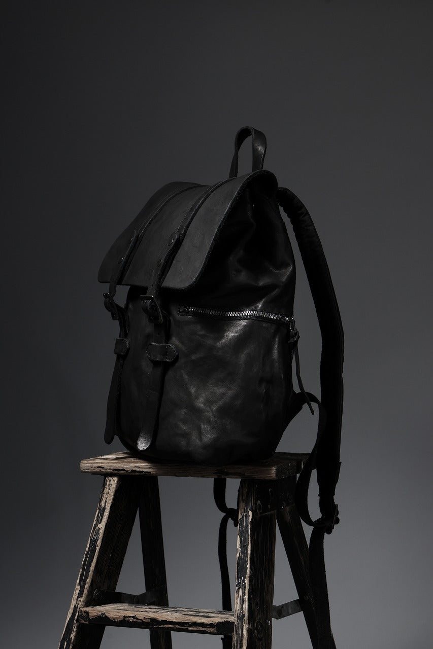 ISAMU KATAYAMA BACKLASH MILITARY FLAP DAYPACK / JAPAN DOUBLE SHOULDER OBJECT DYED (BLACK)