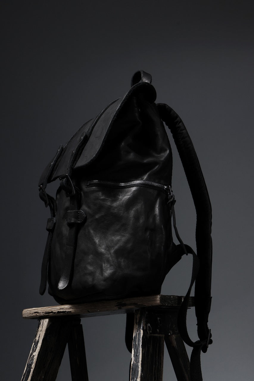 ISAMU KATAYAMA BACKLASH MILITARY FLAP DAYPACK / JAPAN DOUBLE SHOULDER OBJECT DYED (BLACK)