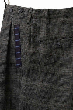 画像をギャラリービューアに読み込む, Y&#39;s for men CHECK WIDE PANTS with HEM TUB / JP INK DYED LINEN / WOOL (BROWN)