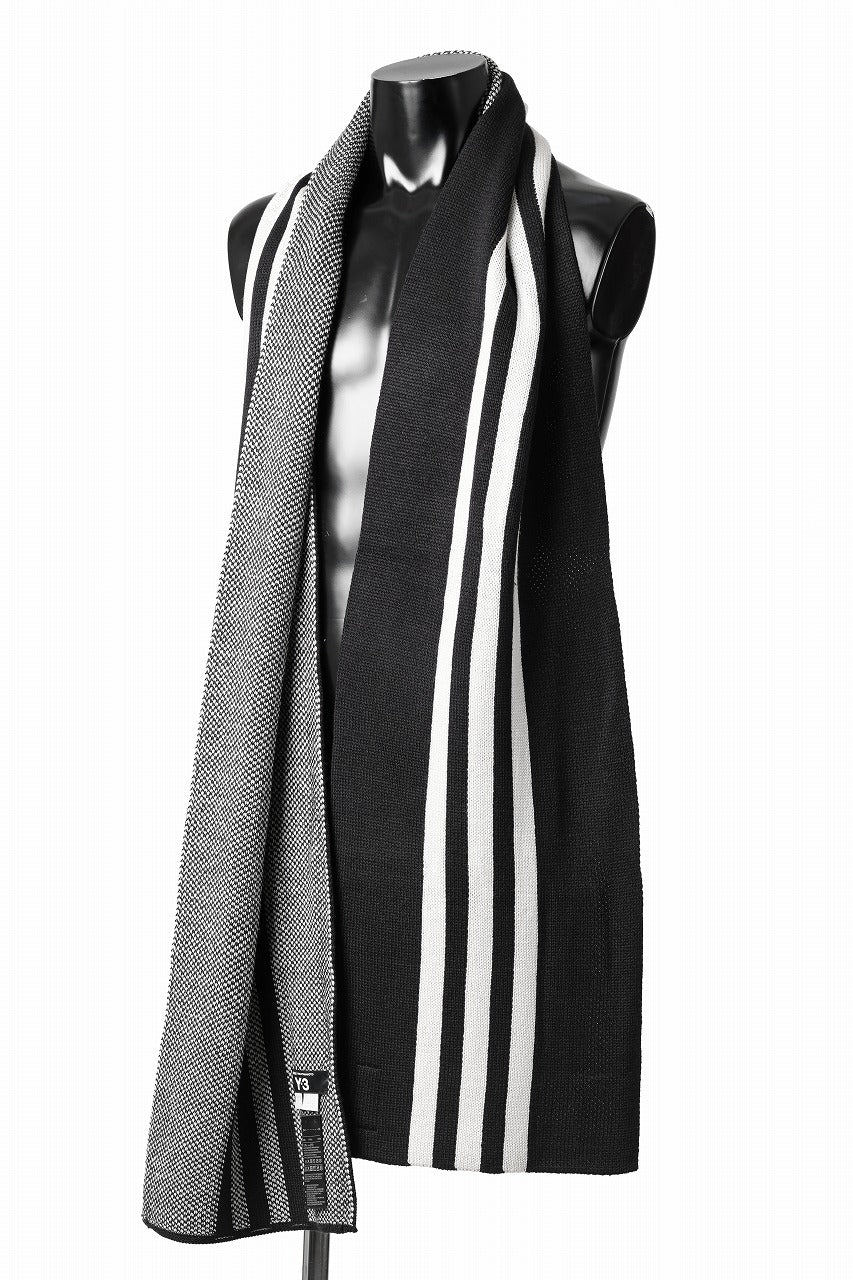 Load image into Gallery viewer, Y-3 Yohji Yamamoto 3 STRIPE SCARF (BLACK)