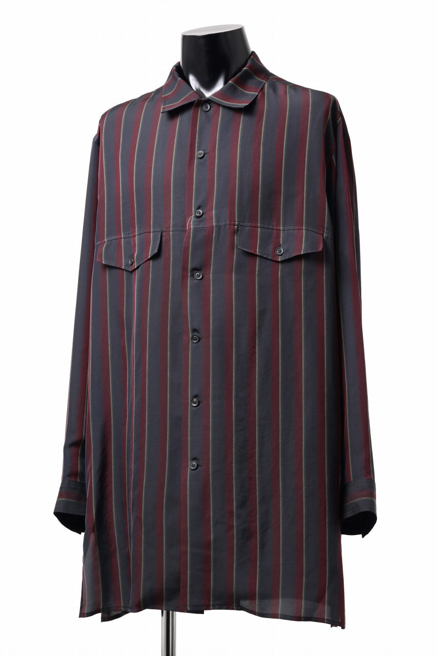 Y's for men STRIPE SHIRT with FLAP POCKET / PIGMENT DYED CUPRA (BLACK)