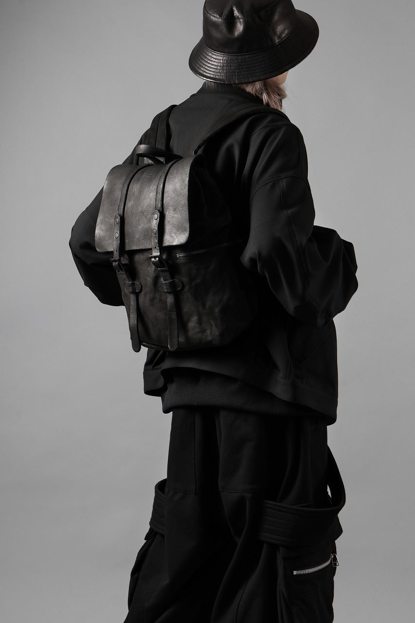 ISAMU KATAYAMA BACKLASH MILITARY FLAP DAYPACK / JAPAN DOUBLE SHOULDER OBJECT DYED (BLACK)