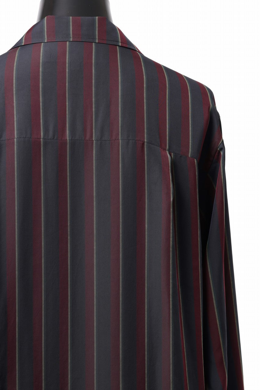 Y's for men STRIPE SHIRT with FLAP POCKET / PIGMENT DYED CUPRA (BLACK)