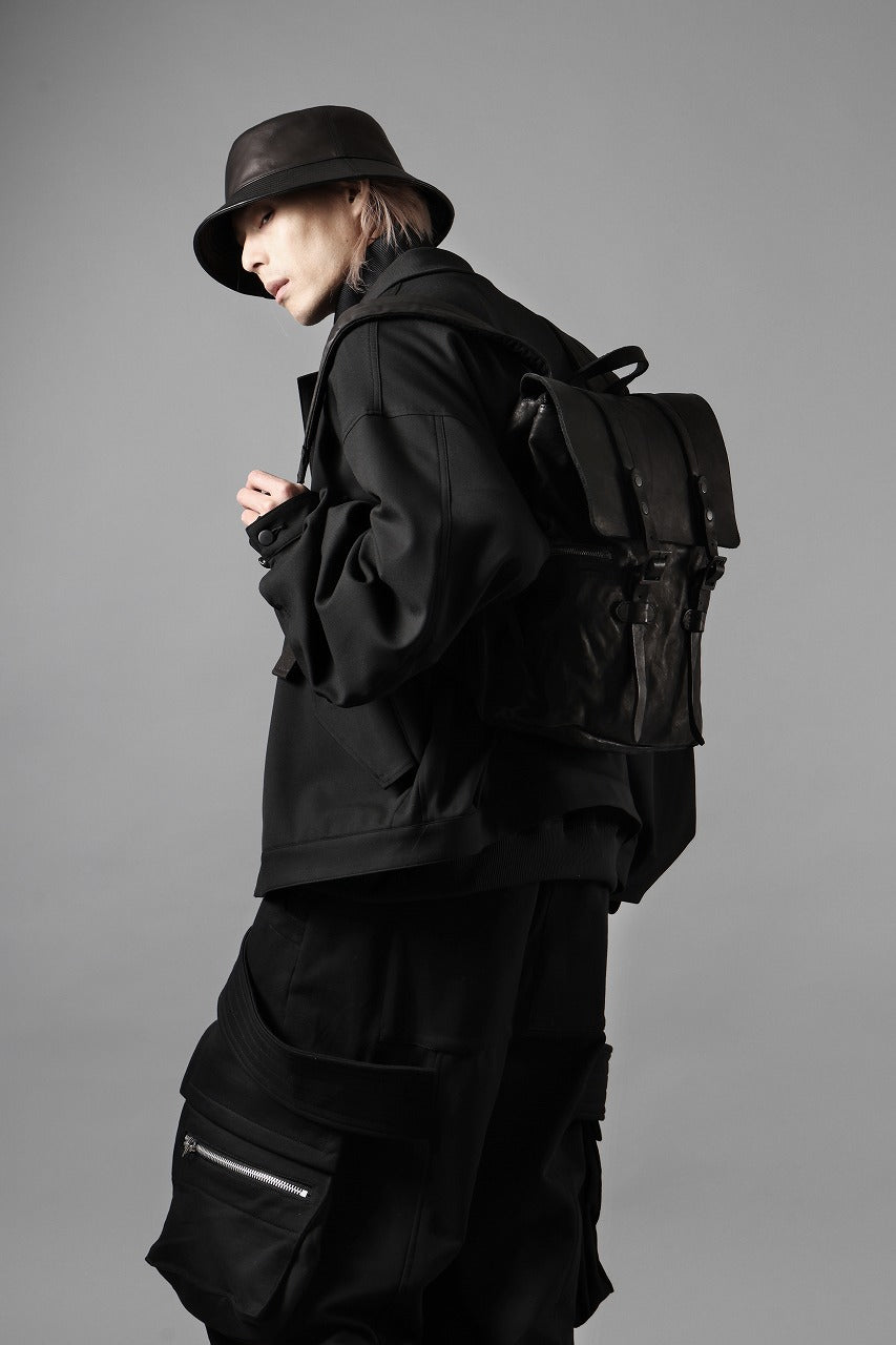 ISAMU KATAYAMA BACKLASH MILITARY FLAP DAYPACK / JAPAN DOUBLE SHOULDER OBJECT DYED (BLACK)