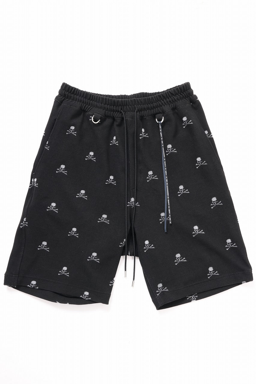 mastermind JAPAN SKULL MONOGRAM PILE SHORTS / REGULAR FIT (BLACK)