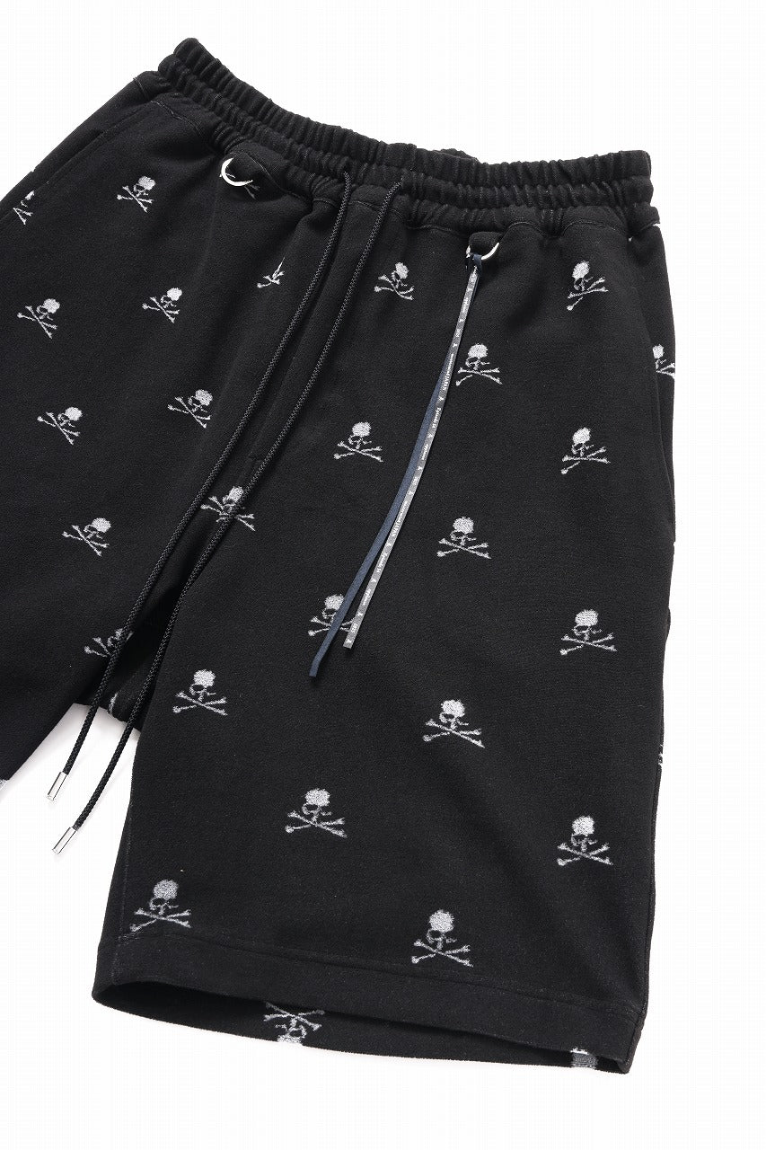 mastermind JAPAN SKULL MONOGRAM PILE SHORTS / REGULAR FIT (BLACK)