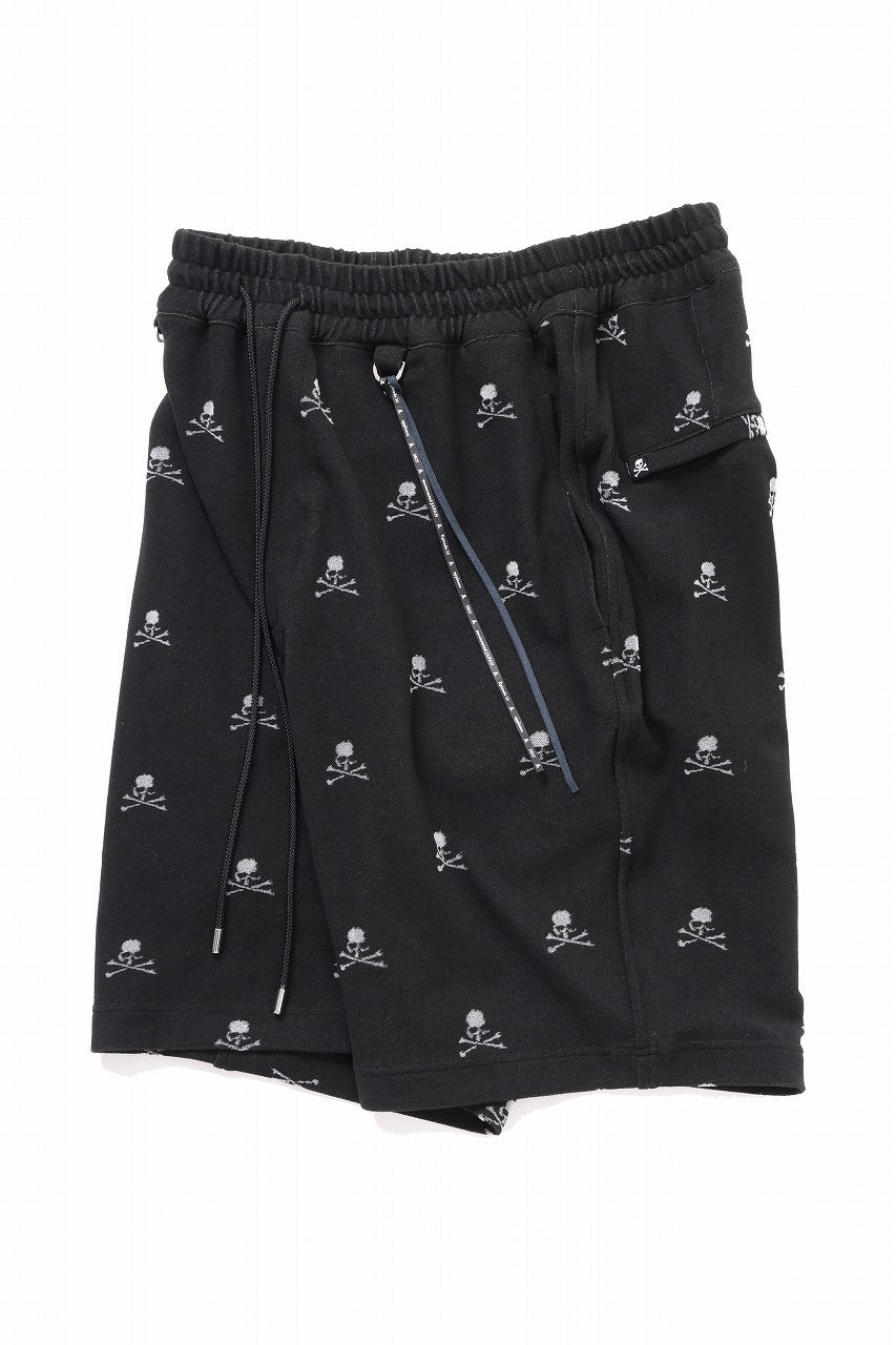 mastermind JAPAN SKULL MONOGRAM PILE SHORTS / REGULAR FIT (BLACK)