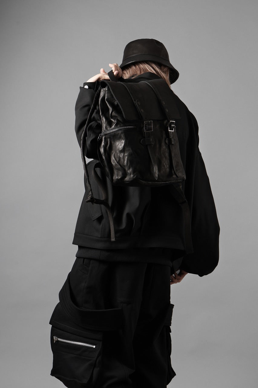 ISAMU KATAYAMA BACKLASH MILITARY FLAP DAYPACK / JAPAN DOUBLE SHOULDER OBJECT DYED (BLACK)