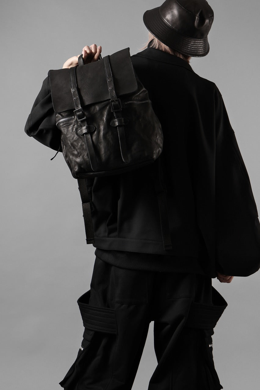 ISAMU KATAYAMA BACKLASH MILITARY FLAP DAYPACK / JAPAN DOUBLE SHOULDER OBJECT DYED (BLACK)