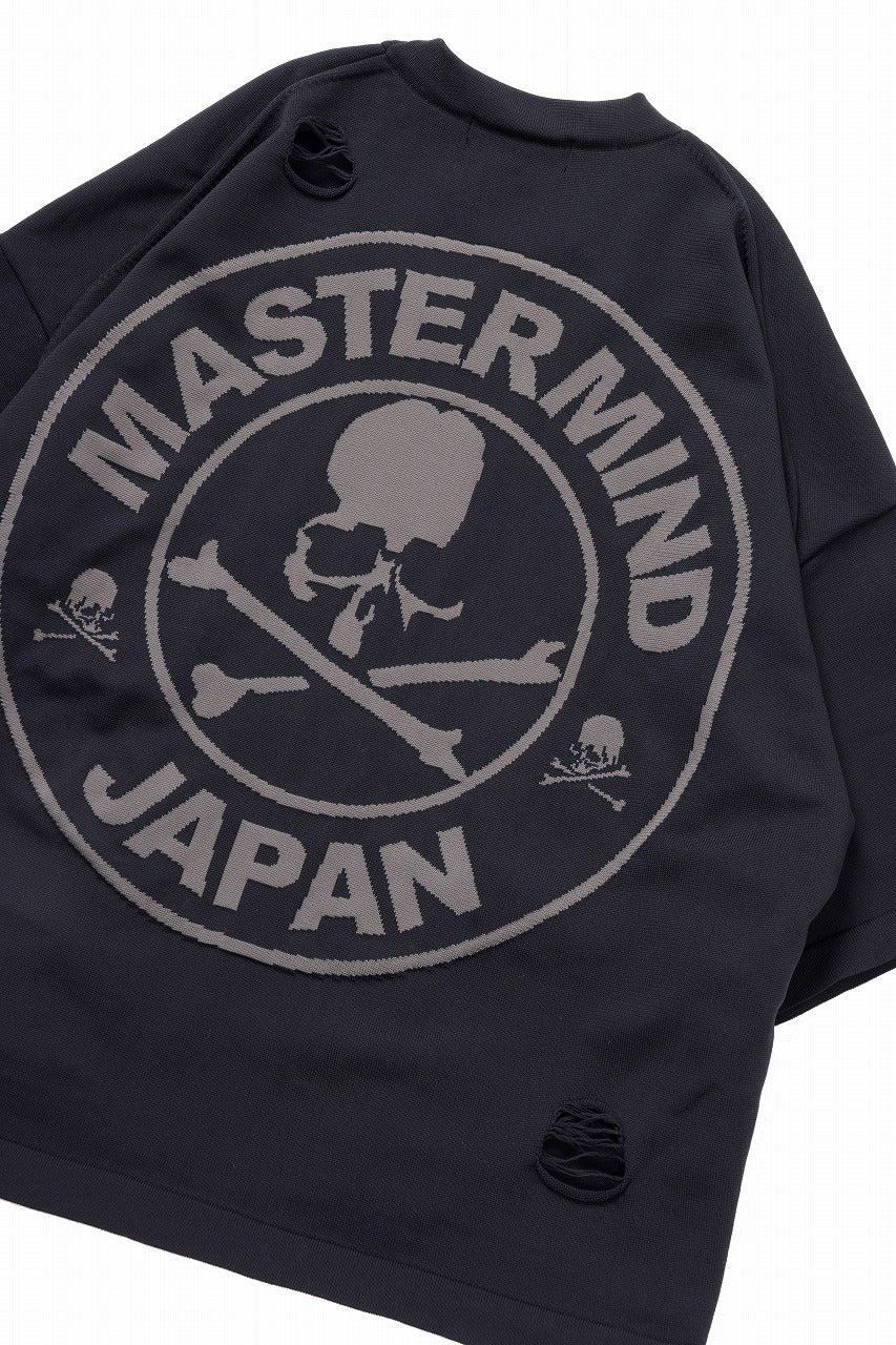 mastermind JAPAN INTARSIA SS KNIT SWEATER / OVERSIZED (BLACK)