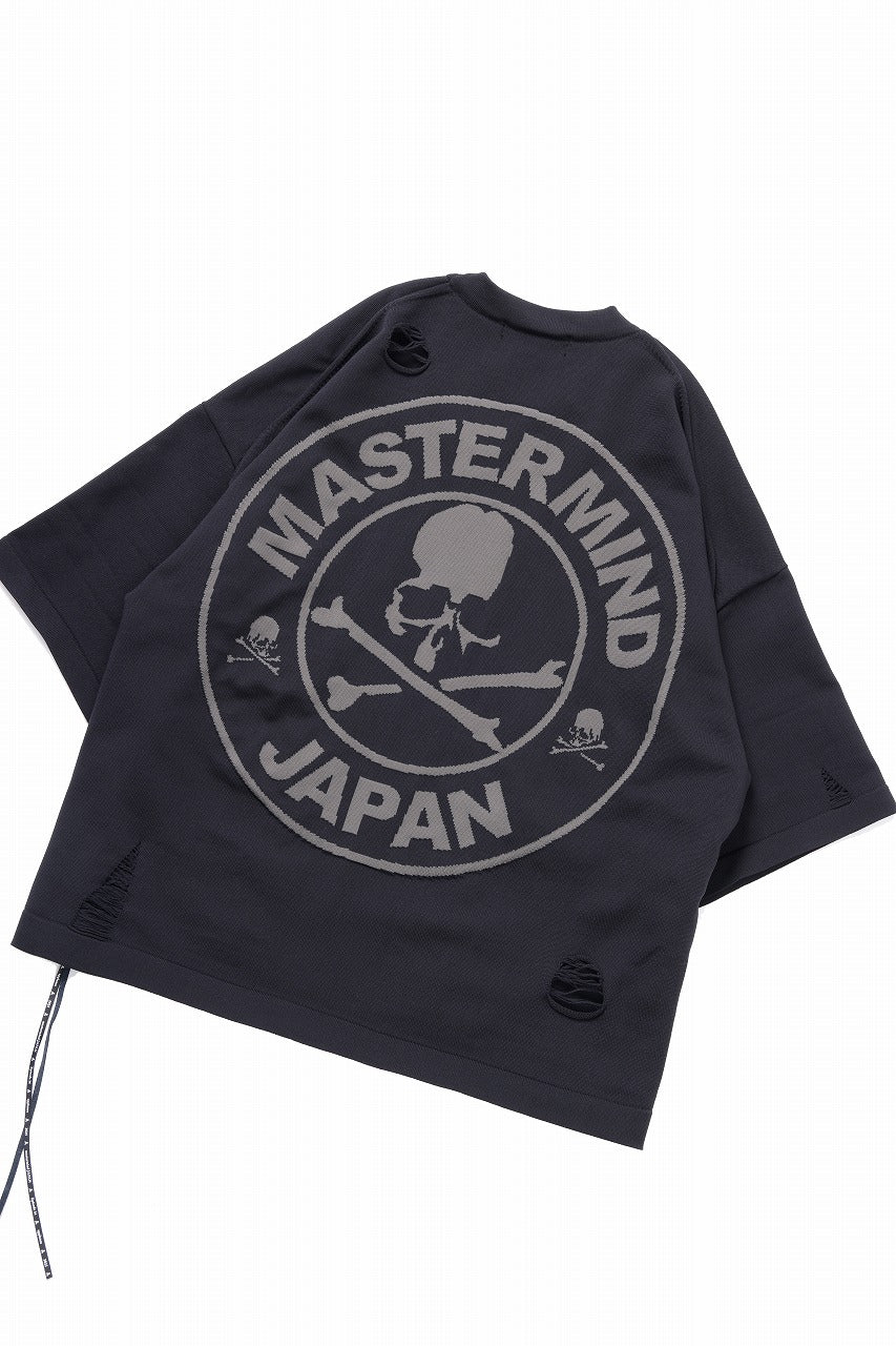 mastermind JAPAN INTARSIA SS KNIT SWEATER / OVERSIZED (BLACK)