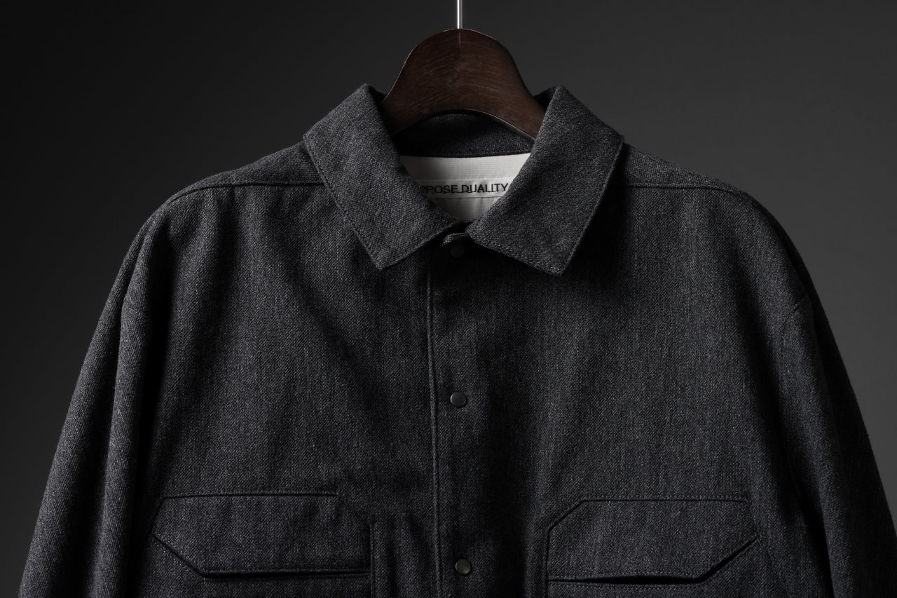 OPPOSE DUALITY PANEL SHIRT JACKET / WOOL x COTTON TWILL (GRAY)