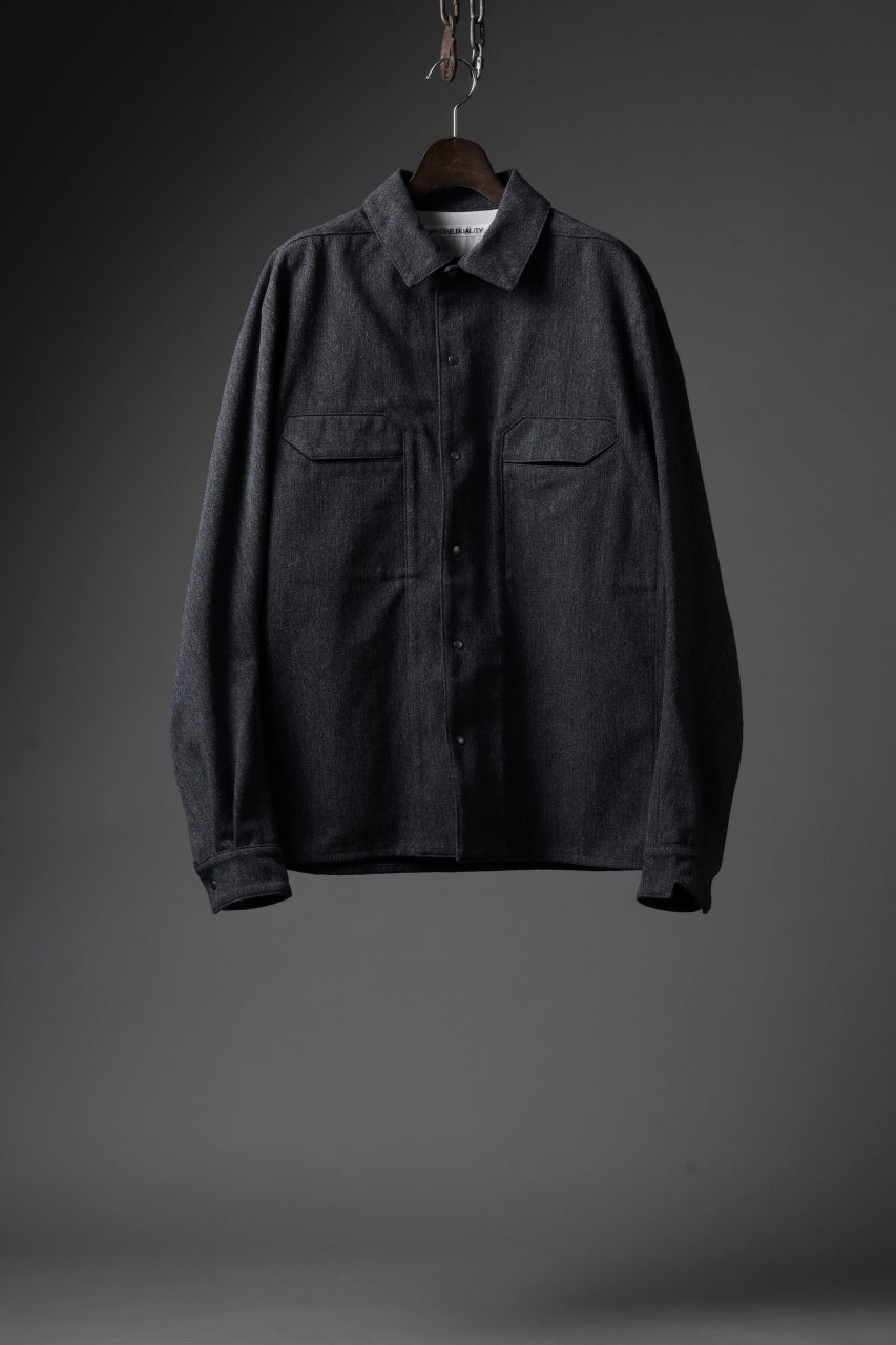 OPPOSE DUALITY PANEL SHIRT JACKET / WOOL x COTTON TWILL (GRAY)