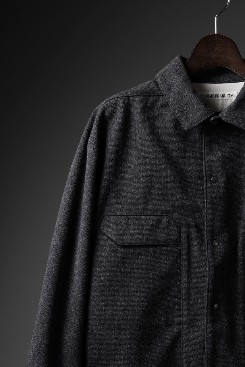 OPPOSE DUALITY PANEL SHIRT JACKET / WOOL x COTTON TWILL (GRAY)